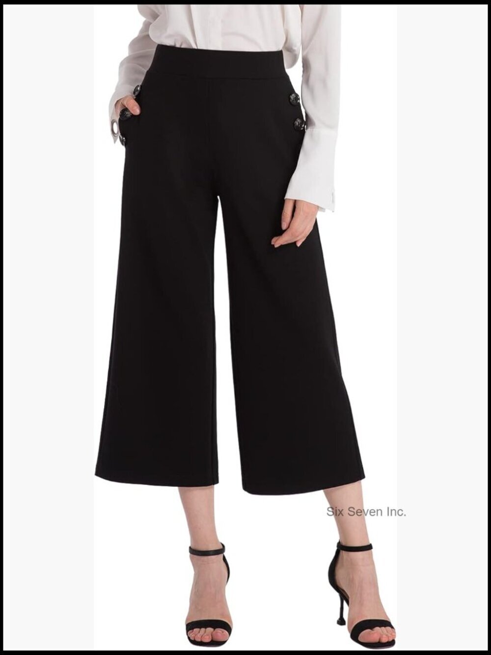 African Print High Waist Wide Leg Trousers with Pockets, Flowy Business Casual